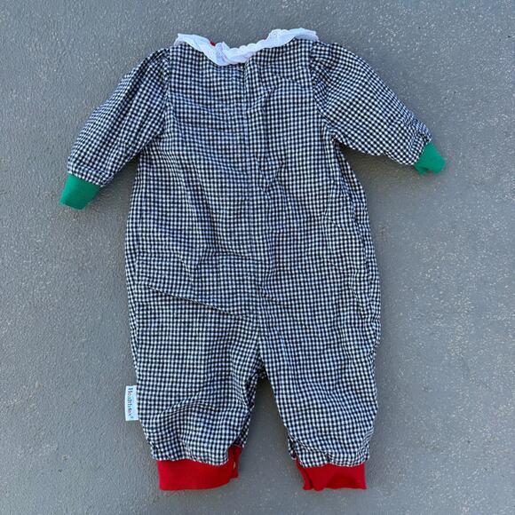 VTG 90s HealthTex Black White Check Primary Color Clown Hearts One Piece 6-9 MO - Picture 2 of 9